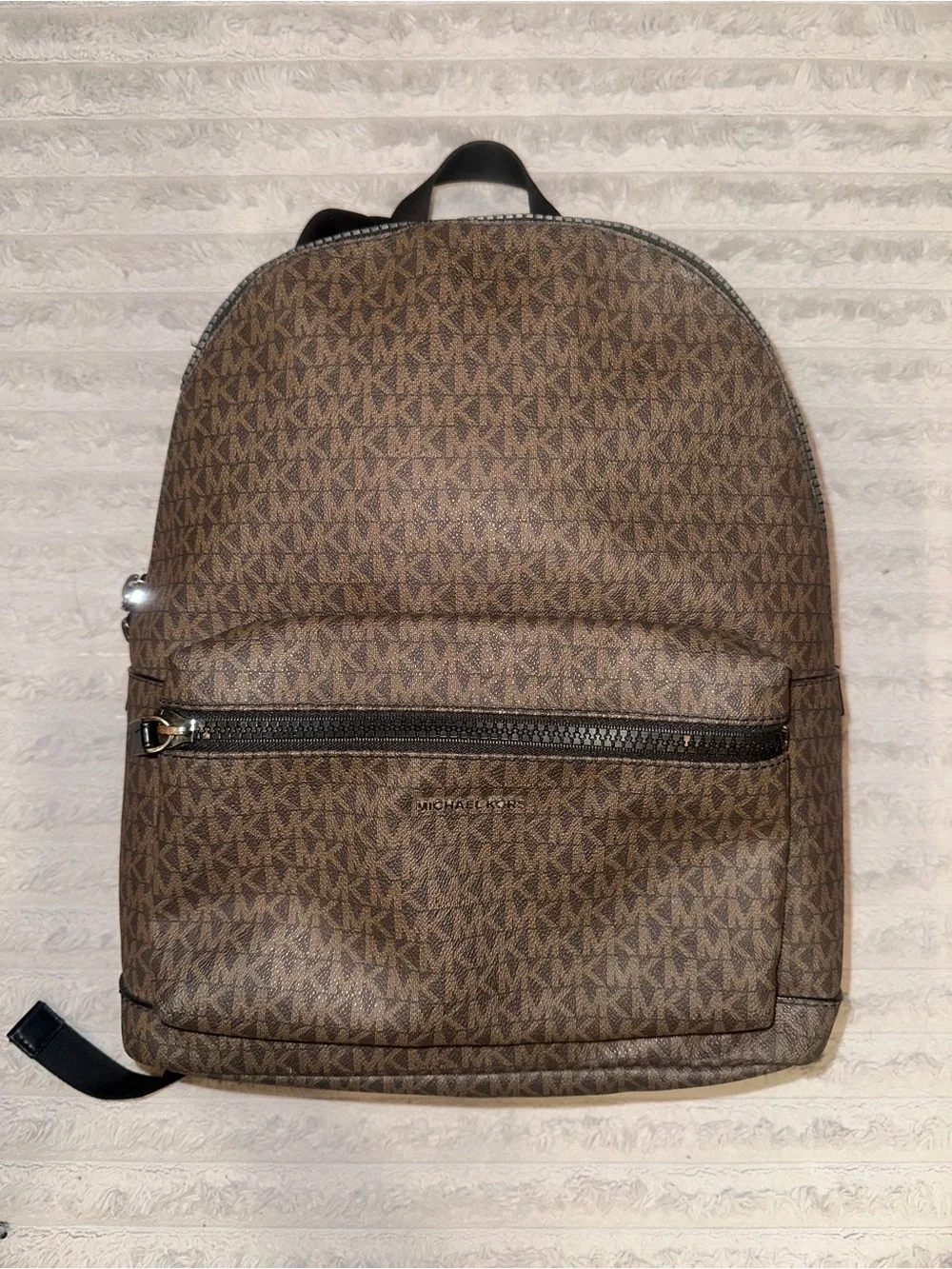 Michael Kors Brown MK Logo Backpack with Black Trim